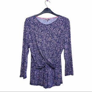 Juicy Contour Dark Purple Floral Fitted‎ Cross Over Blouse